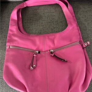 Tignanello Pink Shoulder Bag with Crescent Design
